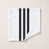 Schwarz-Weiß-Streifen Badhandtuch Set (Waschlappen)