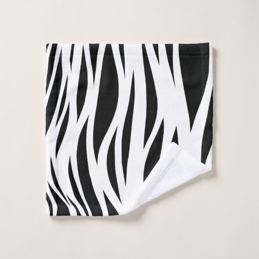 Schwarz-Weiß-Streifen Badhandtuch Set (Waschlappen)