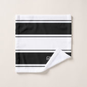 Schwarz-Weiß-Streifen Badhandtuch Set (Waschlappen)