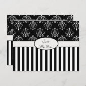 Schwarz/Weiß-Streifen Barock Ankündigungspostkarte (Vorne/Hinten)