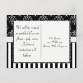 Schwarz/Weiß-Streifen Barock Ankündigungspostkarte (Rückseite)