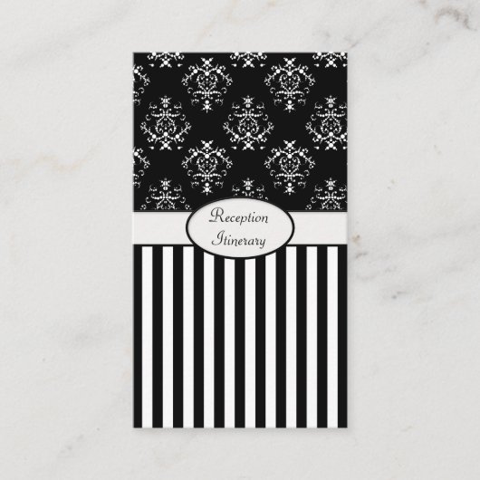 Schwarz/Weiß-Streifen Barock Begleitkarte (Vorderseite)