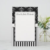 Schwarz/Weiß-Streifen Barock Briefpapier (Stehend Vorderseite)