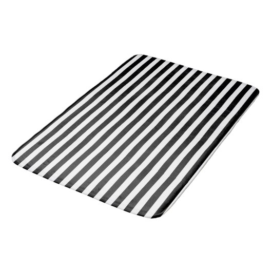 Schwarz/Weiß Streifen Bath Mat Badematte (Schrägansicht)