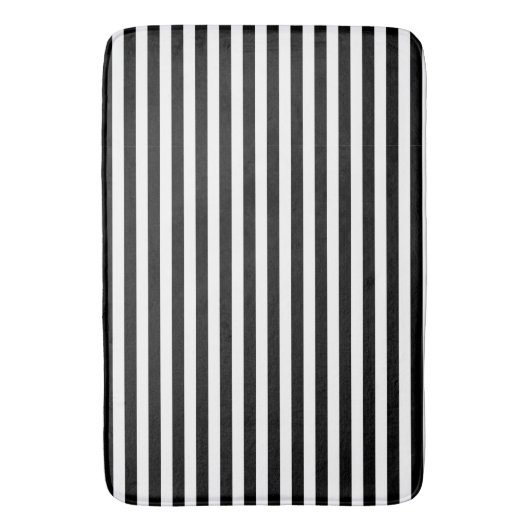 Schwarz/Weiß Streifen Bath Mat Badematte (Vorderseite Vertikal)