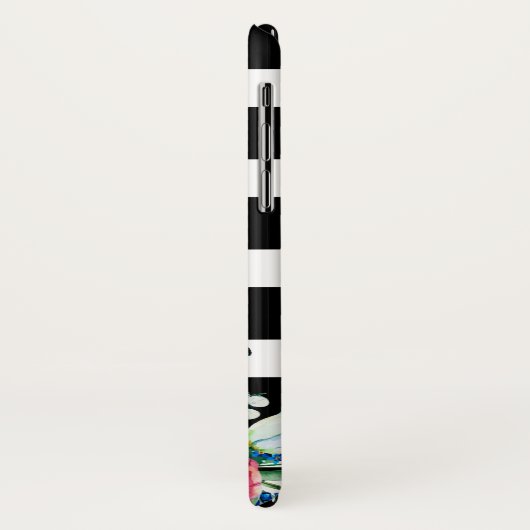 Schwarz-Weiß-Streifen & Blume & Schmetterlinge Case-Mate iPhone Hülle (Hinten/Links)