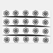 Schwarz-Weiß-Streifen Blumenmuster Geschenkpapier Set (Vorderseite 2)