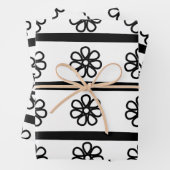 Schwarz-Weiß-Streifen Blumenmuster Geschenkpapier Set (Beispiel)