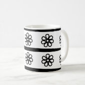 Schwarz-Weiß-Streifen Blumenmuster Kaffeetasse (VorderseiteRechts)