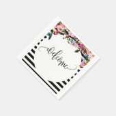 Schwarz + Weiß Streifen Blumenpapier Cocktail Napk Serviette (Ecke)