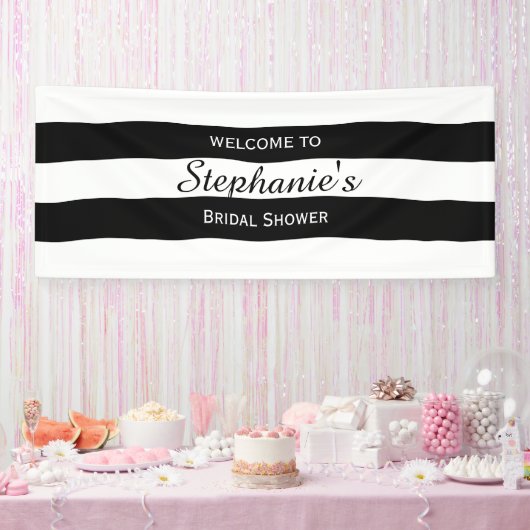 Schwarz-Weiß-Streifen-Brautparty Banner (Party)