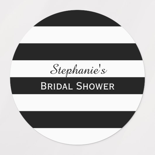 Schwarz-Weiß-Streifen-Brautparty Etiketten (Design 3)