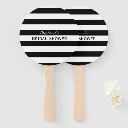 Schwarz-Weiß-Streifen-Brautparty Fächer (Vorne und Hinten)