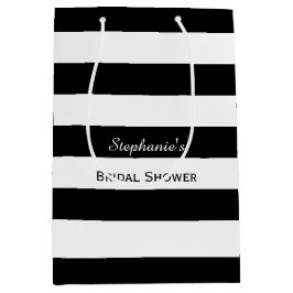 Schwarz-Weiß-Streifen-Brautparty Mittlere Geschenktüte