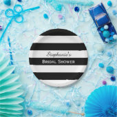 Schwarz-Weiß-Streifen-Brautparty Pappteller (Party)