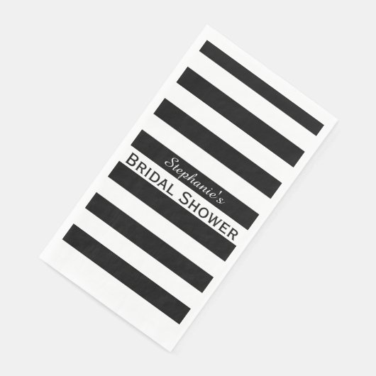 Schwarz-Weiß-Streifen-Brautparty Serviette (Ecke)