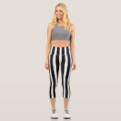 Schwarz-Weiß-Streifen Capri Leggings (Vorderseite)