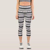 Schwarz-Weiß-Streifen Capri Leggings (Vorderseite)