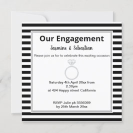 Schwarz-Weiß-Streifen Diamantring Verlobung Einladung