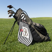 Schwarz-weiß Streifen einer Farbmonogramm der Rose Golfhandtuch (Gras)