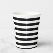 Schwarz-Weiß-Streifen Einfach Mit Monogramm Pappbecher (Rechts)