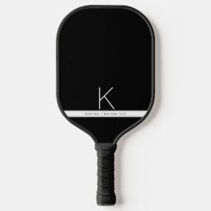 Schwarz-Weiß-Streifen Einfach moderne Mit Monogram Pickleball Schläger