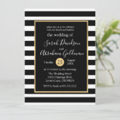 Schwarz-Weiß-Streifen Einladung Hochzeit (Stehend Vorderseite)