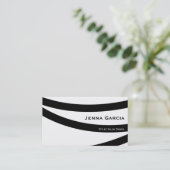 Schwarz-Weiß-Streifen Einzigartige Visitenkarte (Stehend Vorderseite)