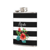 Schwarz-Weiß Streifen Farbe Wasser Blütenakzent Flachmann (Links)