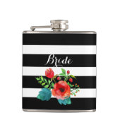 Schwarz-Weiß Streifen Farbe Wasser Blütenakzent Flachmann (Vorderseite)