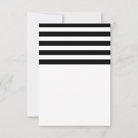 Schwarz/Weiß Streifen Flat Danke Karte (Rückseite)