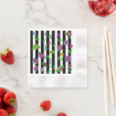 Schwarz-Weiß-Streifen floral whimsical Serviette (Beispiel)