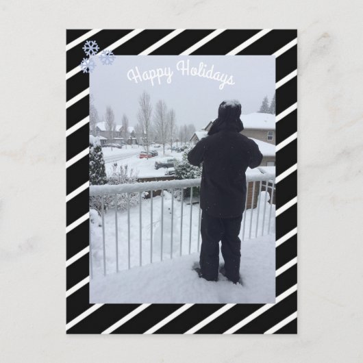 Schwarz-Weiß-Streifen Foto Feiertagspostkarte (Vorderseite)