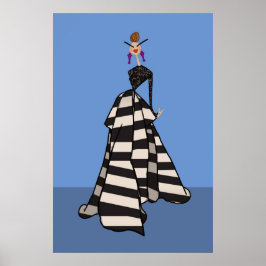 Schwarz-Weiß-Streifen Frauenmode-Illustration Poster