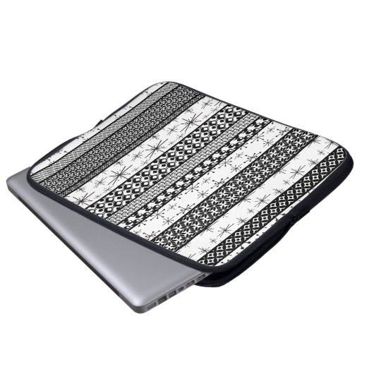 Schwarz-Weiß-Streifen für das hintere Muster 1 Laptopschutzhülle (Vorne Knopf)