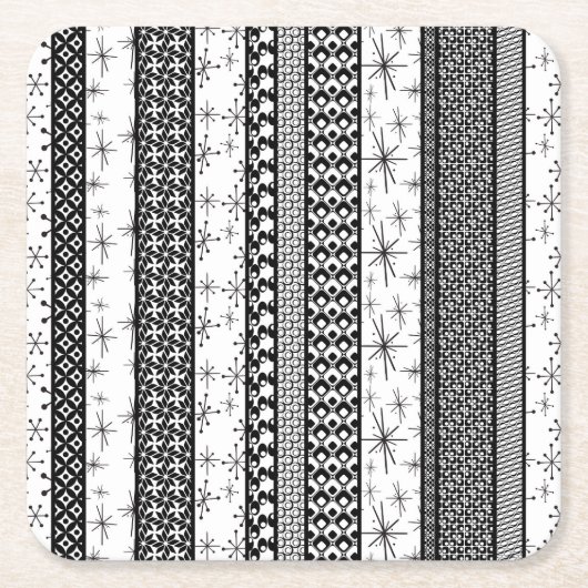 Schwarz-Weiß-Streifen für das hintere Muster 1 Rechteckiger Pappuntersetzer (Vorderseite)