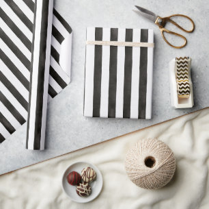 Schwarz-Weiß-Streifen Geburtstag Geschenkpapier