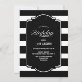 Schwarz-Weiß-Streifen Geburtstagsessen Einladung (Vorderseite)