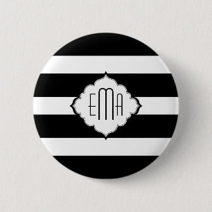 Schwarz-Weiß-Streifen geometrisches Muster 2 Button