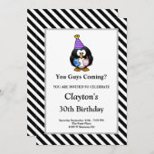 Schwarz/Weiß Streifen Gerahmte Sonntagsparty Einladung (Vorne/Hinten)