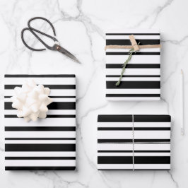 Schwarz-Weiß-Streifen Geschenkpapier Set