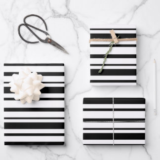 Schwarz-Weiß-Streifen Geschenkpapier Set