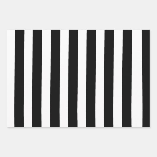 Schwarz-Weiß-Streifen Geschenkpapier Set (Vorderseite 3)