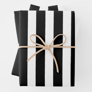 Schwarz-Weiß-Streifen Geschenkpapier Set
