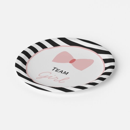 Schwarz-Weiß-Streifen Geschlecht offenbart Fehler Pappteller (Schrägansicht)