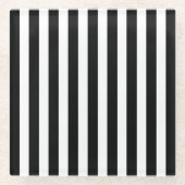 Schwarz-Weiß-Streifen Glasuntersetzer (Vorderseite)