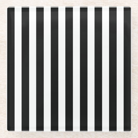 Schwarz-Weiß-Streifen Glasuntersetzer (Vorderseite)