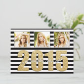 Schwarz-Weiß-Streifen, Glitzer-Gold-Abschluss Ankündigung (Stehend Vorderseite)