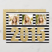 Schwarz-Weiß-Streifen, Glitzer-Gold-Abschluss Ankündigung (Vorne/Hinten)