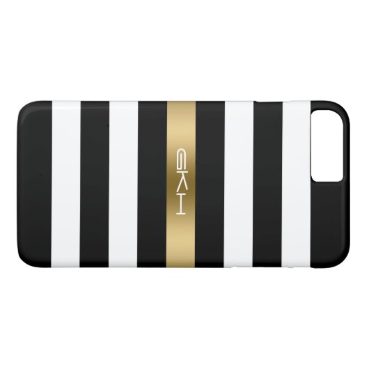Schwarz-Weiß-Streifen Gold-Akzent Case-Mate iPhone Hülle (Rückseite (Horizontal))